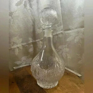 VTG Oberglas Nordic Bark  Austria Clear Glass Decanter W/stopper Barware Bottle